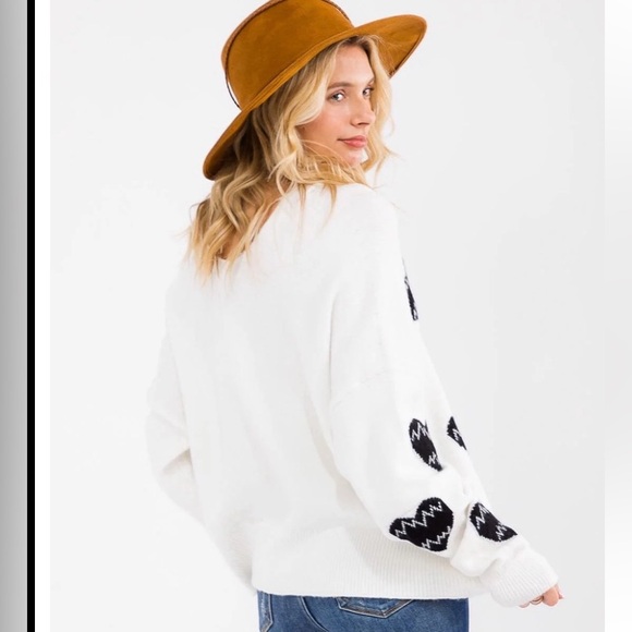 White and Black Heart Sweater - Picture 3 of 3